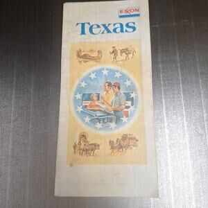 1975 EXXON Road Map TEXAS Austin San Antonio Fort Worth Houston El Paso Dallas